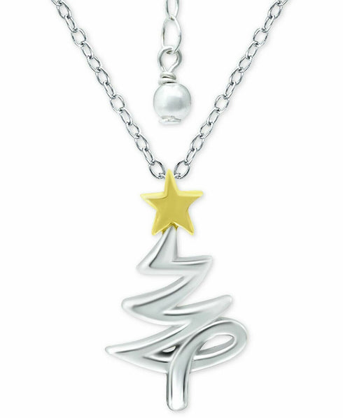 Giani Bernini Christmas Tree 16" Pendant Necklace in Sterling Silver & 18k Gold